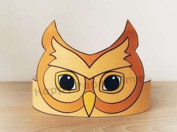Owl paper crown template animal craft for kids