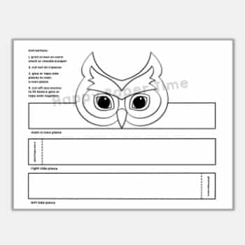 Owl paper crown printable animal coloring craft for kids