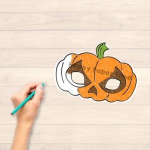 Pumpkin coloring mask printable craft for kids