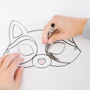 Raccoon mask printable coloring craft for kids