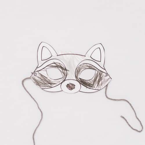 Raccoon mask printable coloring activity for kids