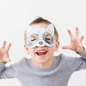 Raccoon costume printable mask activity for kids
