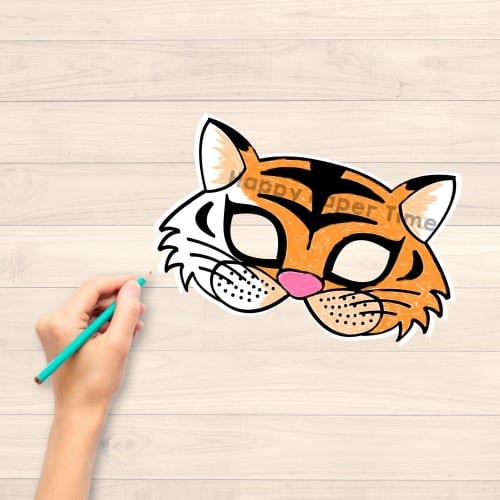 Tiger mask printable coloring craft for kids