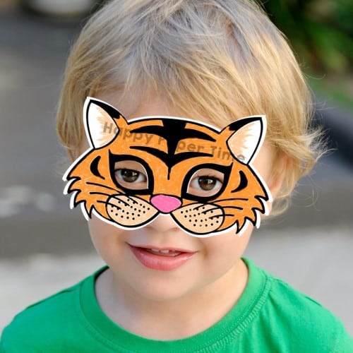 Tiger mask costume printable coloring activity for kids
