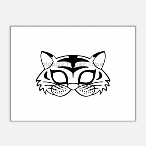 Tiger mask template printable coloring page for kids