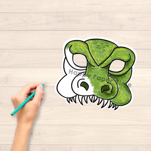 Dinosaur mask printable coloring craft for kids
