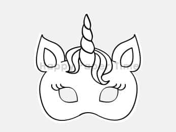 Unicorn mask printable (for coloring) - Easy craft by Happy Paper Time