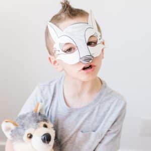 Wolf costume printable mask coloring craft for kids