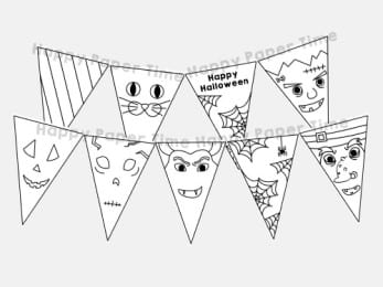 Halloween flags decoration printable template craft coloring