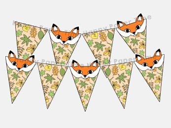 Woodland fox flags decoration printable template craft