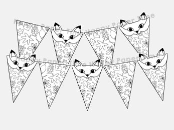 Woodland fox flags decoration printable template craft coloring