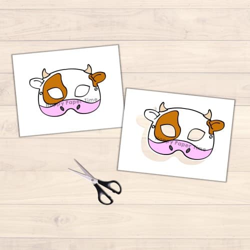 Cow mask Farm template printable page for kids