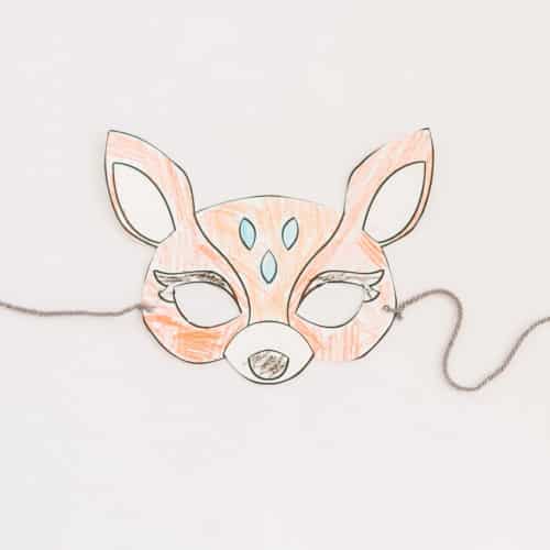 Deer mask coloring craft printable template for kids