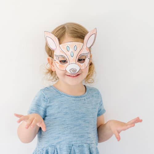 Deer mask printable costume coloring activity for kids