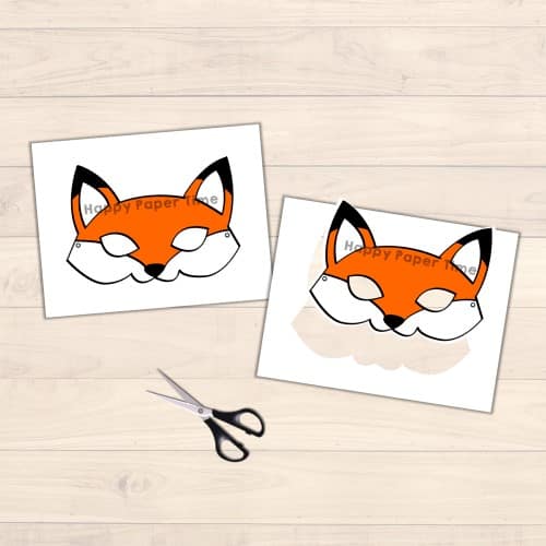 Fox mask template printable page for kids