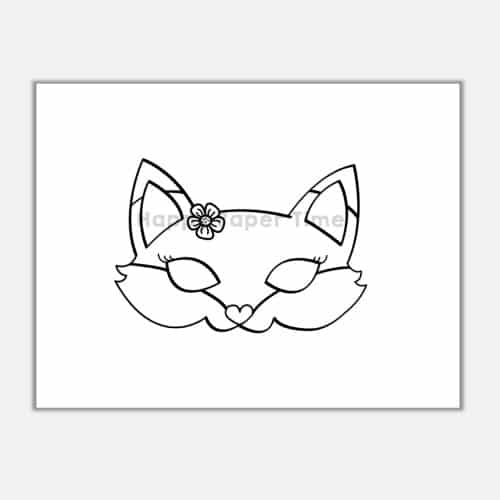 Fox printable mask coloring template craft for kids