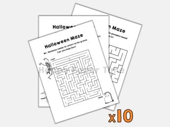 Halloween maze printable activity for kids paper template