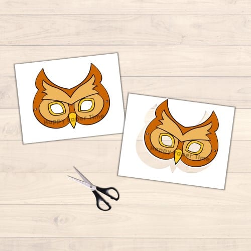 Owl mask template printable page for kids