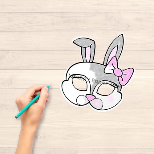 Bunny mask printable coloring craft for kids