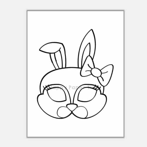 Bunny mask template coloring page printable activity for kids