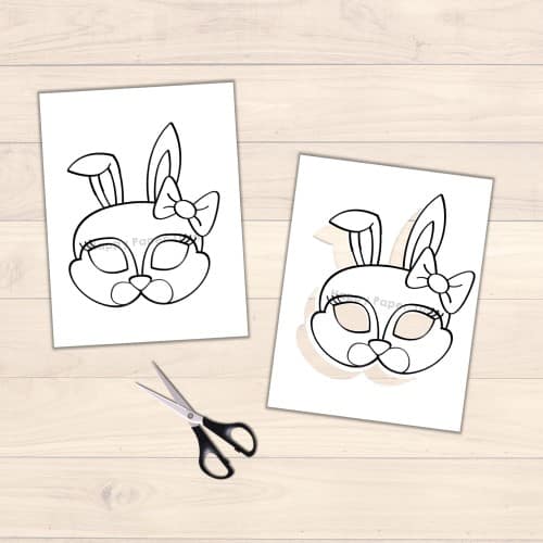 Bunny coloring page mask craft for kids