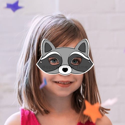 Raccoon costume diy mask printable craft for kids