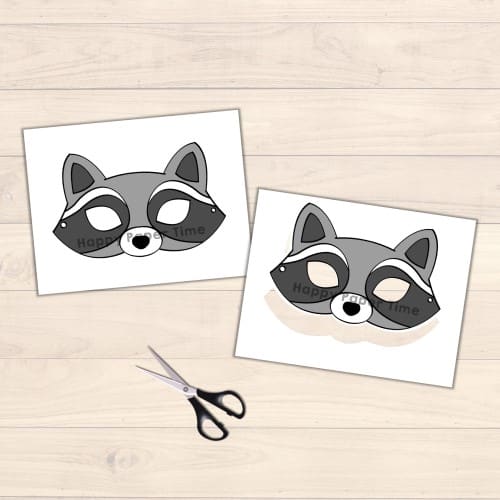 Raccoon mask template printable page for kids
