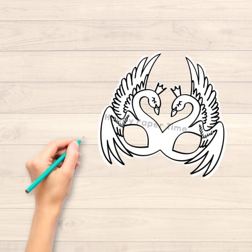 Swan princess mask printable coloring craft for kids
