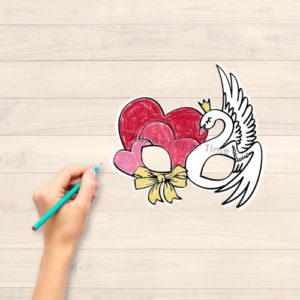Swan princess mask printable coloring craft for kids