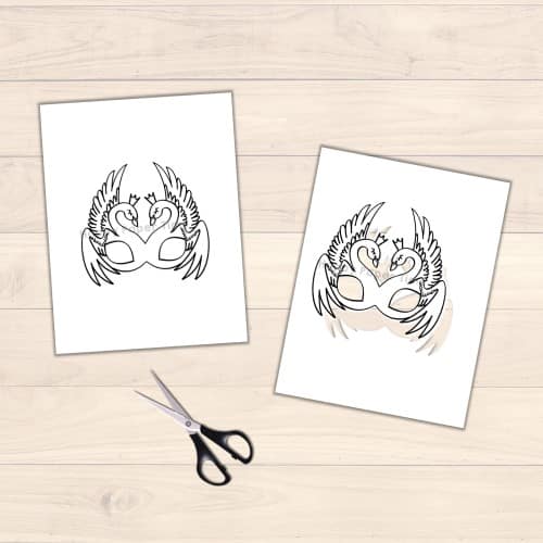 Swan princess mask template printable coloring page for kids