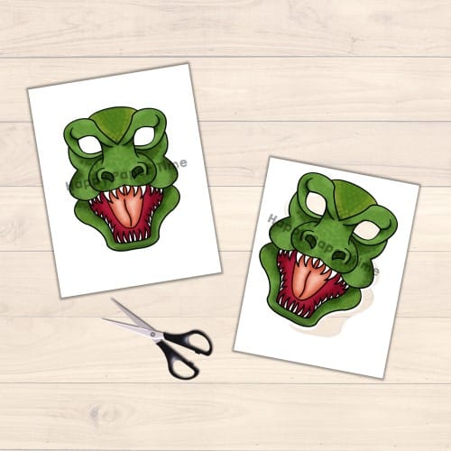 Dinosaur t-rex mask template printable page for kids