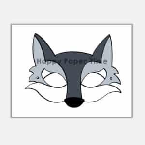Wolf printable mask template craft for kids