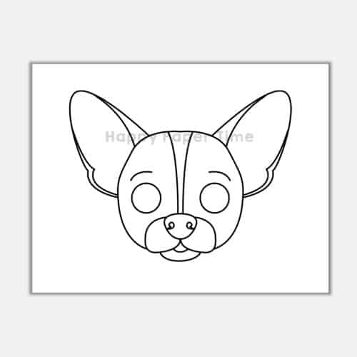 Chihuahua dog mask printable template coloring craft for kids