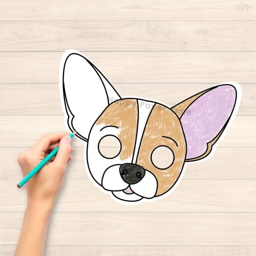 Chihuahua dog mask printable template coloring craft for kids