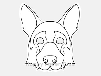 German sheperd dog mask printable template coloring craft for kids