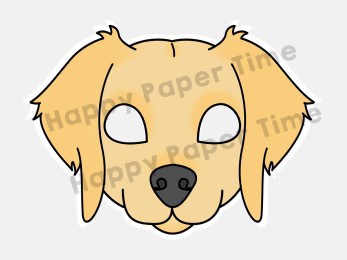 Golden retriever dog mask printable template paper craft for kids
