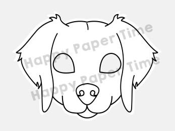 Golden retriever dog mask printable template paper coloring craft for kids