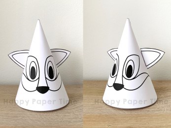 Wolf paper party hat woodland printable template coloring craft for kids