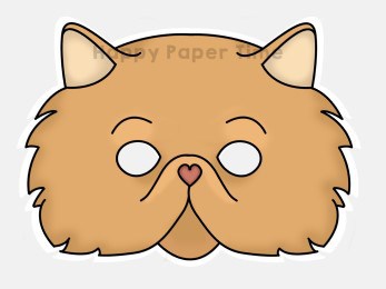 Persian cat mask template printable craft for kids - Happy Paper Time