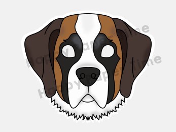 Saint Bernard dog mask printable template coloring craft for kids