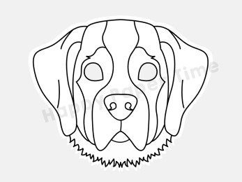 Saint Bernard dog mask printable template coloring craft for kids