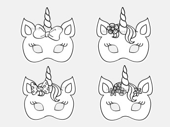 Unicorn mask printable template coloring craft for kids