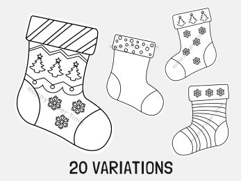 Christmas stocking printable template coloring craft for kids