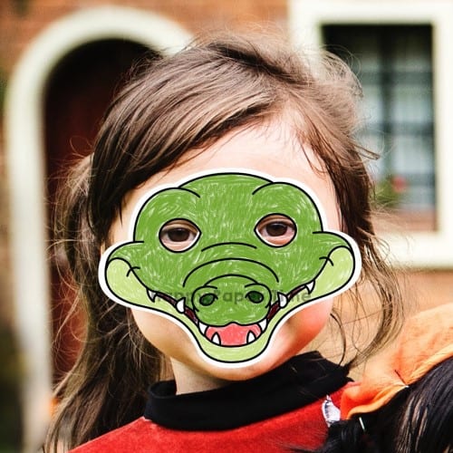 Crocodile mask paper printable template coloring craft for kids