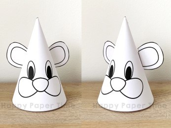 Bear paper party hat woodland printable template coloring craft for kids