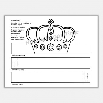 prince crown paper birthday printable template coloring craft for kids