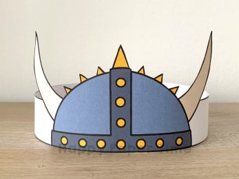 Viking paper crown helmet printable craft for kids