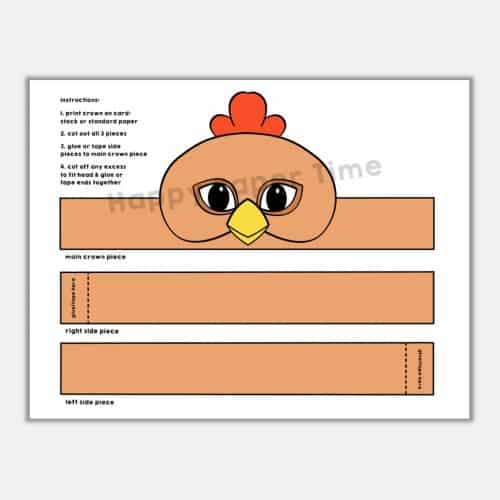 Chicken crown printable paper craft for kids
