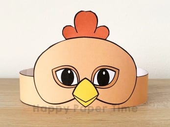 Chicken paper crown printable craft for kids