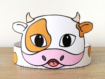Cow crown printable paper template craft for kids